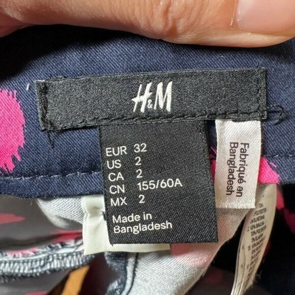 Peg Trousers in Navy and Pink Scatter Print Size 2 - Picture 4 of 8